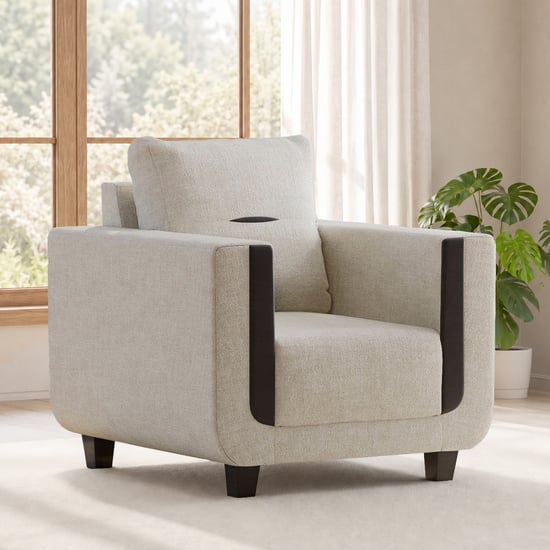 Berry Fabric 1-Seater Sofa - Beige