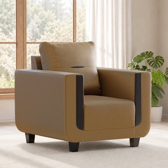 Berry Faux Leather 1-Seater Sofa - Tan