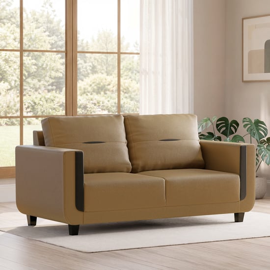 Berry Faux Leather 3-Seater Sofa - Tan