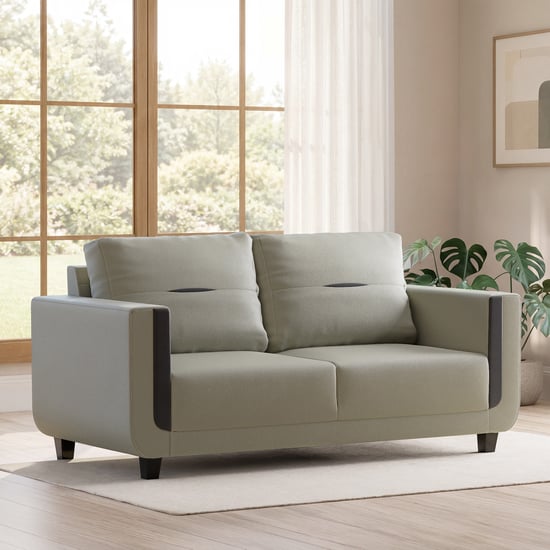 Berry Faux Leather 3-Seater Sofa - Grey