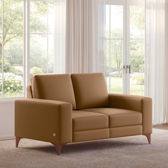 Quebec Half Leather 2-Seater Sofa - Tan