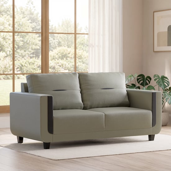 Berry Half Leather 3-Seater Sofa - Grey