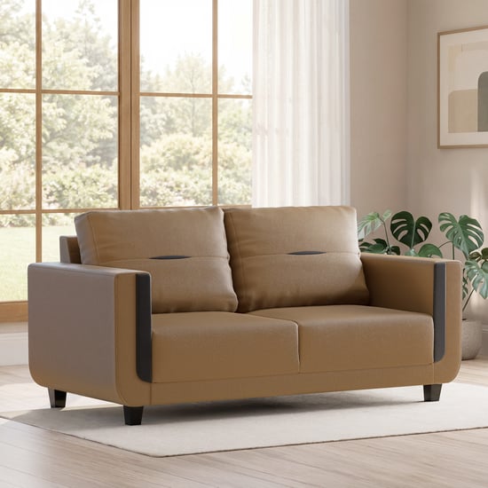 Berry Half Leather 3-Seater Sofa - Tan