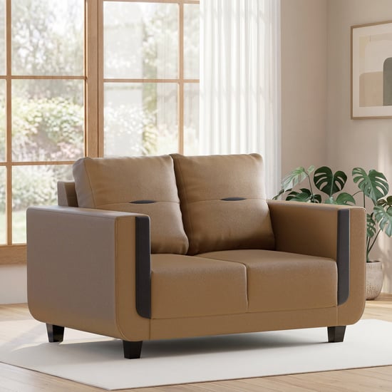 Berry Half Leather 2-Seater Sofa - Tan