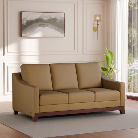 Sylvester Faux Leather 3-Seater Sofa - Tan