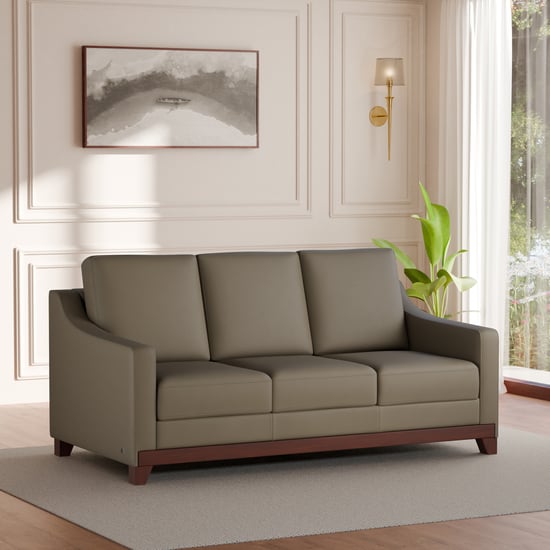 Sylvester Faux Leather 3-Seater Sofa - Brown