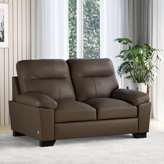 Winchester Half Leather 2-Seater Sofa - Brown