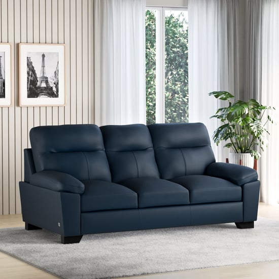 Winchester Faux Leather 3-Seater Sofa - Blue