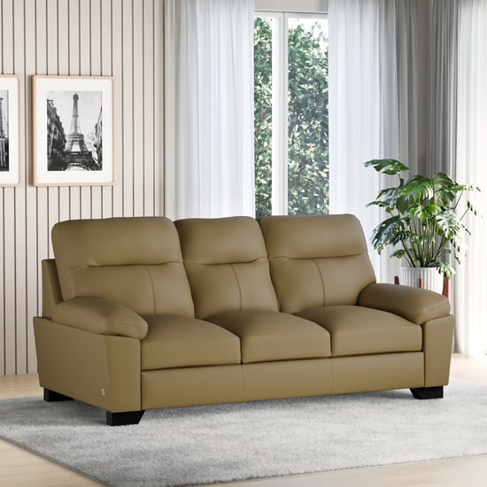 Winchester Half Leather 3-Seater Sofa - Yellow