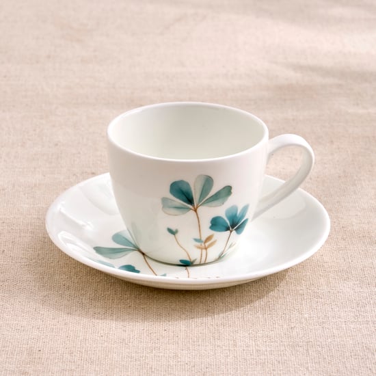 Lucas Oliva Bone China Printed Cup and Saucer Set - 210ml