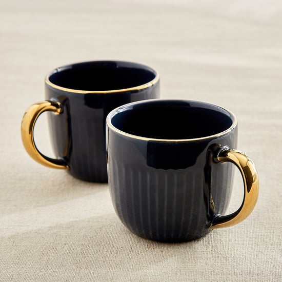 Corsica Dove Set of 2 Porcelain Ribbed Coffee Mugs - 330ml