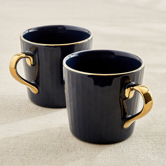 Corsica Eclat Set of 2 Porcelain Ribbed Coffee Mugs - 280ml