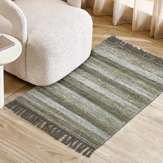 Crimson Striped Chennile Woven Dhurrie - 120x70cm
