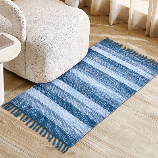 Crimson Striped Chennile Woven Dhurrie - 120x70cm