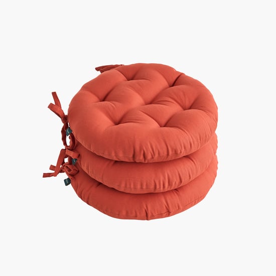 SKANDA FAB Set of 3 Cotton Cushion Chair Pads -  40x40cm