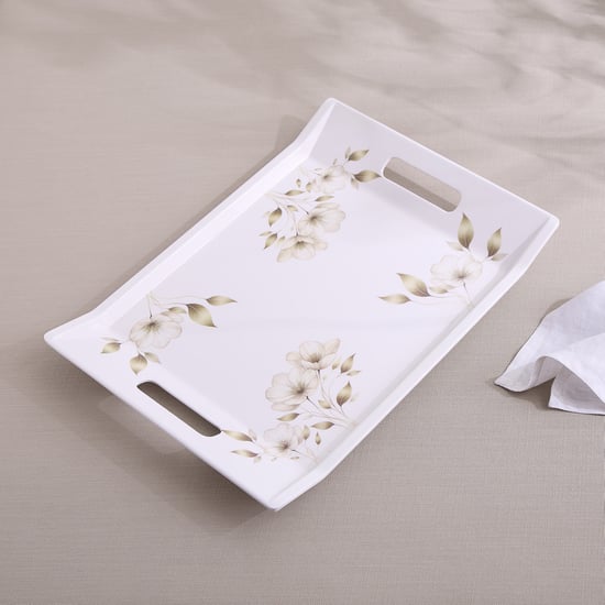 Meadows Gold Melamine Floral Print Serving Tray - 39x28cm