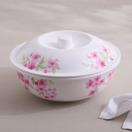 Meadows Decal Melamine Floral Print Serving Bowl with Lid - 1.4L