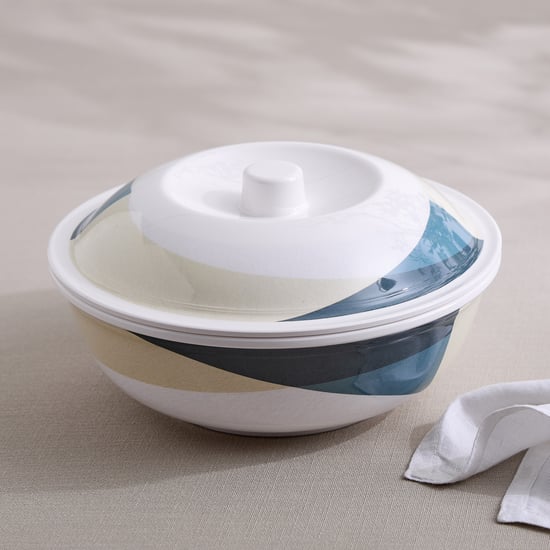 Meadows Decal Melamine Printed Serving Bowl with Lid - 1.4L