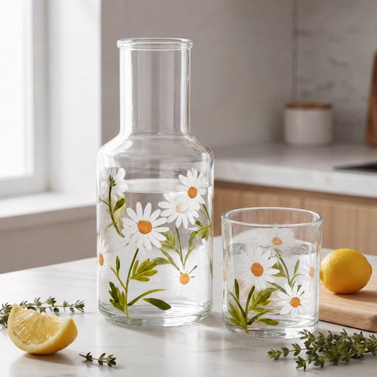 Infinity Daisy Glass Printed Decanter with Tumbler