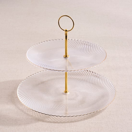 Signature Serve Swirl Glass Cake 2-Tier Cake Stand