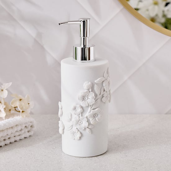 Ferny Aurelio Polyresin Floral Soap Dispenser - 330ml