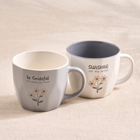 Blooming Sunshine Set of 2 Bone China Floral Print Mugs - 360ml
