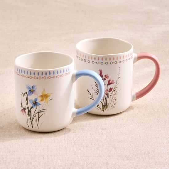 Musing Set of 2 Floral Print Bone China Mugs - 375ml