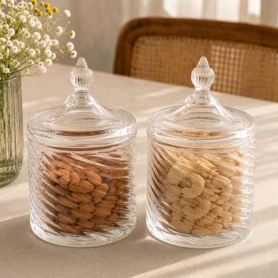 Wexford Signature Serve Set of 2 Glass Diamond Canisters