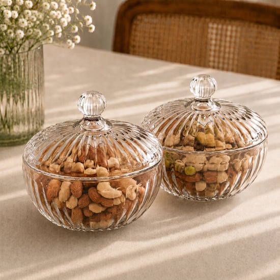 Signature Serve Set of 2 Glass Nut Canisters