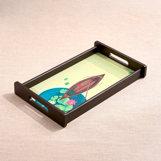 Koi Pond Wooden Printed Serving Tray - 41x25.5x5cm