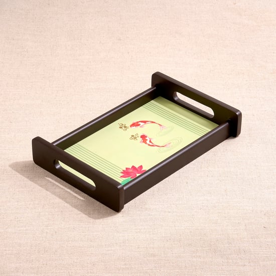 Koi Pond Wooden Printed Serving Tray - 30.5x20.5x5.5cm