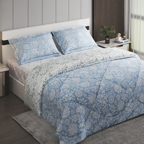 Chime Floral Cotton 4Pcs Printed Double Bed-In-A-Bag Set