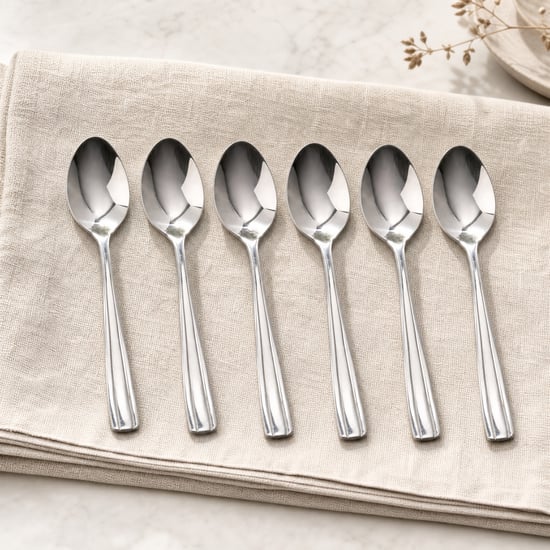 Glister Linear Set of 6 Stainless Steel Dinner Spoons