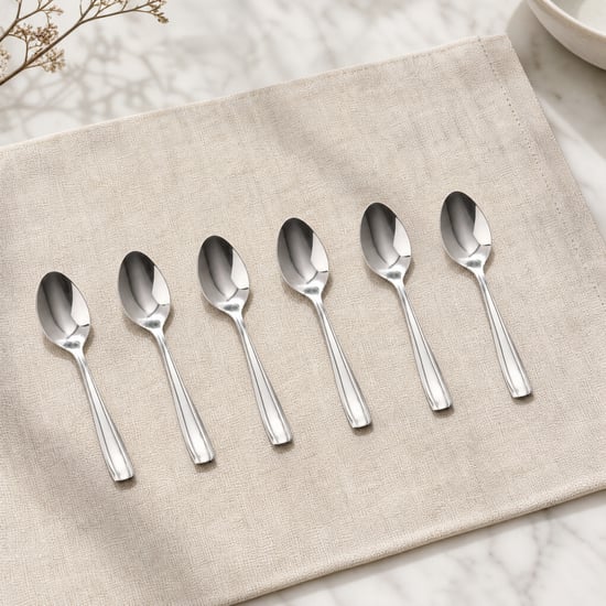 Glister Linear Set of 6 Stainless Steel Baby Spoons