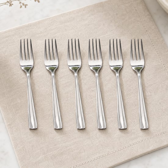 Glister Linear Set of 6 Stainless Steel Baby Forks