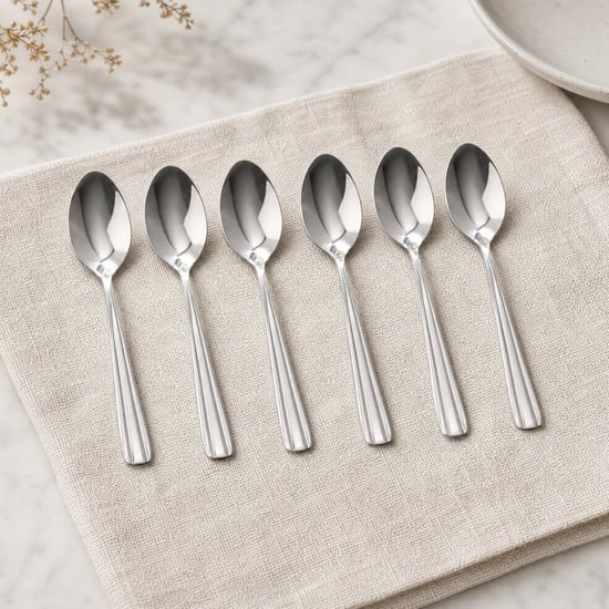 Glister Linear Set of 6 Stainless Steel Tea Spoons