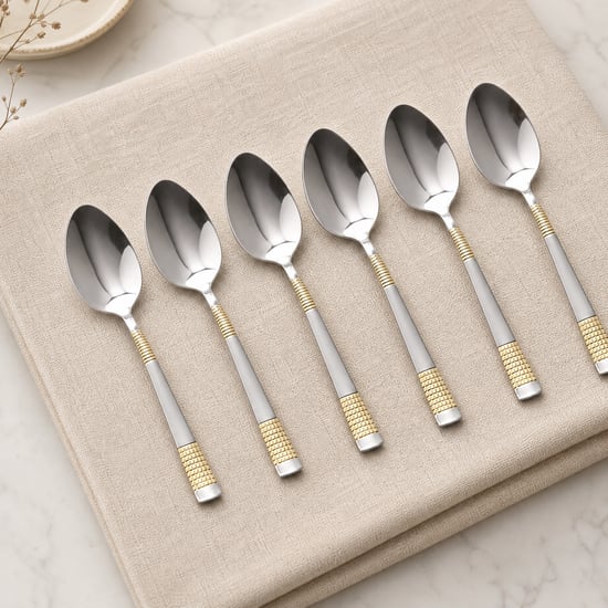 Glister Amara Fots Set of 6 Stainless Steel Dinner Spoons