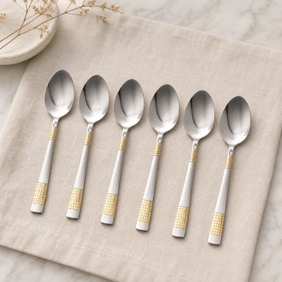 Glister Amara Dots Set of 6 Stainless Steel Tea Spoons