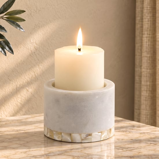 Stoneage Wills Mop Marble Pillar Candle Holder