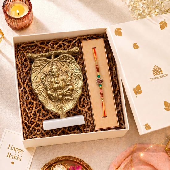Bandhan Terra Metal Ganesha Table Accent with Rakhi