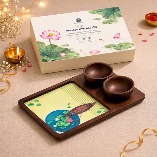 Koi Pond Wooden Chip and Dip Platter