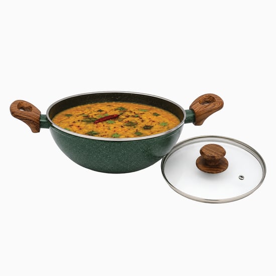 Allure Botanica Aluminium Spatter Kadhai with Lid - 2.5L