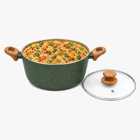 Allure Botanica Aluminium Spatter Induction Compatible Casserole with Lid - 5.4L