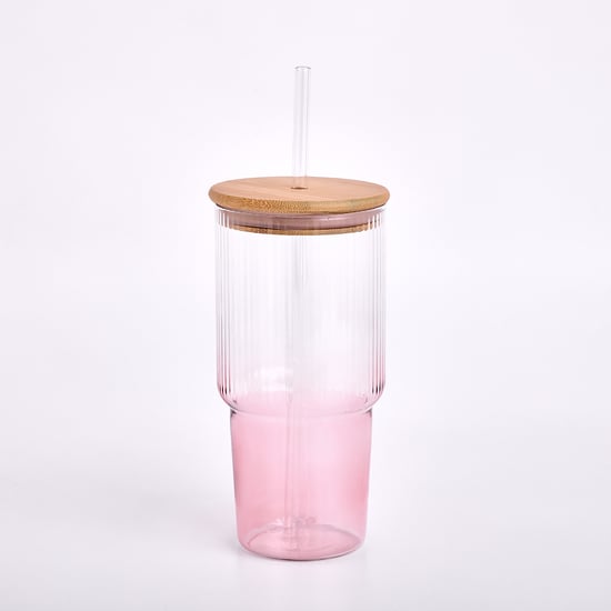 Infinity Festive Quench Borosilicate Glass Tumbler with Lid and Straw - 750ml