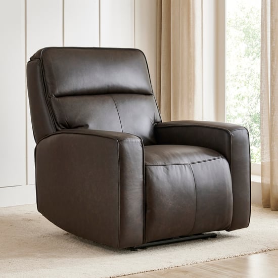 Caden Half Leather 1-Seater Electric Recliner - Brown