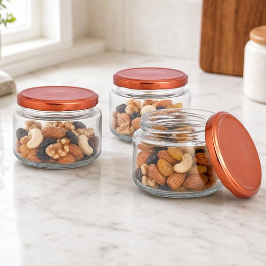 Heva Stack Onyx Set of 3 Glass Jars with Lids - 350ml