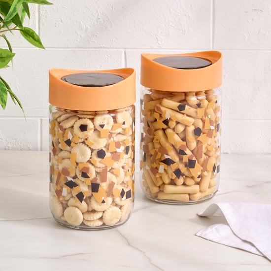 Corsica Dynore Set of 2 Glass Terrazo Print Storage Jars - 660ml