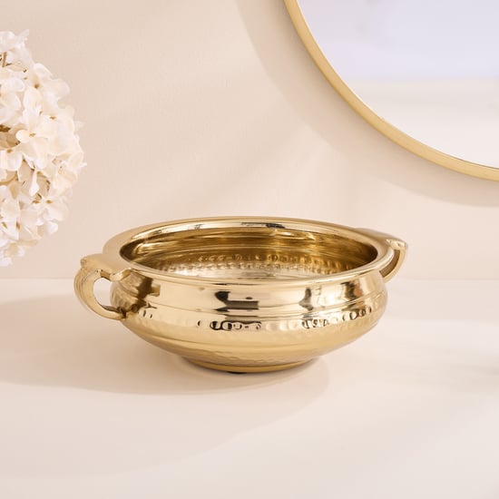Corsica Suvarna Aluminium Decorative Bowl with Handles - Small