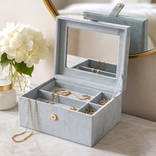 Orion Cosmetic Organizers Bloom Velvet Finish Embroidered Jewellery Box