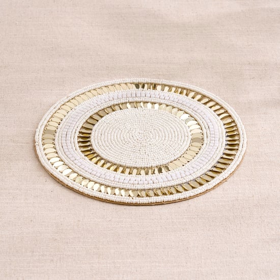 Halcyon Glass Beaded Leaf Border Trivet
